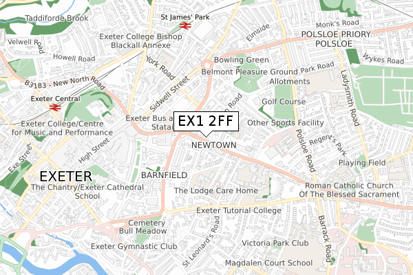 EX1 2FF map - small scale - OS Open Zoomstack (Ordnance Survey)