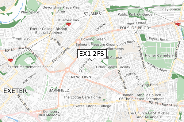 EX1 2FS map - small scale - OS Open Zoomstack (Ordnance Survey)