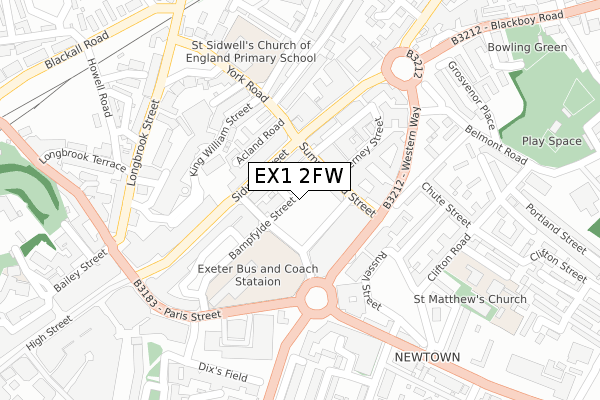 EX1 2FW map - large scale - OS Open Zoomstack (Ordnance Survey)