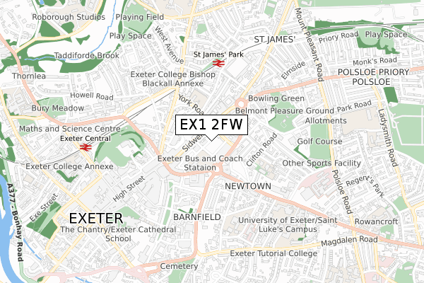 EX1 2FW map - small scale - OS Open Zoomstack (Ordnance Survey)