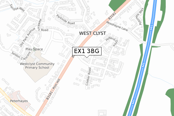 EX1 3BG map - large scale - OS Open Zoomstack (Ordnance Survey)