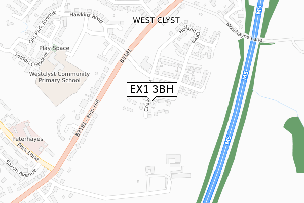 EX1 3BH map - large scale - OS Open Zoomstack (Ordnance Survey)