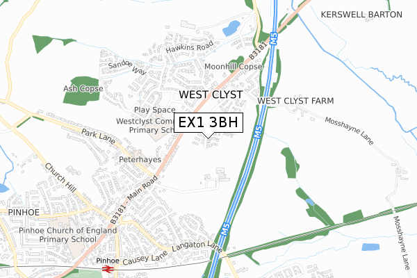 EX1 3BH map - small scale - OS Open Zoomstack (Ordnance Survey)