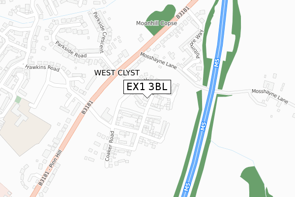 EX1 3BL map - large scale - OS Open Zoomstack (Ordnance Survey)