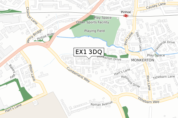 EX1 3DQ map - large scale - OS Open Zoomstack (Ordnance Survey)