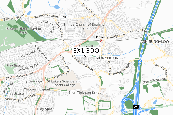 EX1 3DQ map - small scale - OS Open Zoomstack (Ordnance Survey)