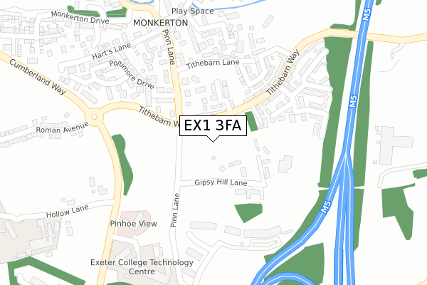 EX1 3FA map - large scale - OS Open Zoomstack (Ordnance Survey)