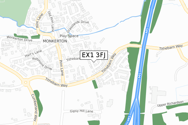 EX1 3FJ map - large scale - OS Open Zoomstack (Ordnance Survey)