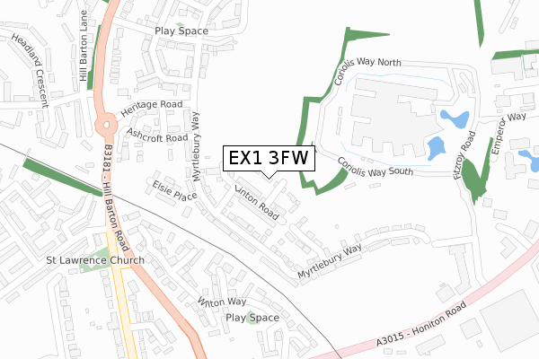 EX1 3FW map - large scale - OS Open Zoomstack (Ordnance Survey)