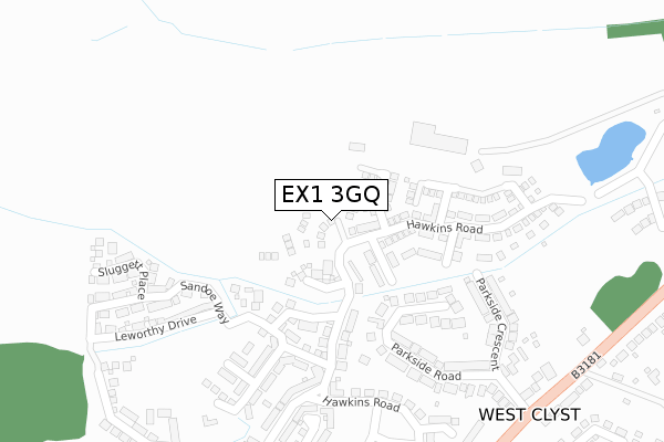 EX1 3GQ map - large scale - OS Open Zoomstack (Ordnance Survey)