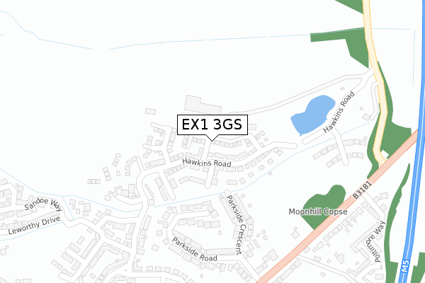 EX1 3GS map - large scale - OS Open Zoomstack (Ordnance Survey)
