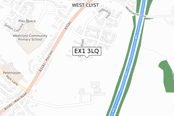 EX1 3LQ map - large scale - OS Open Zoomstack (Ordnance Survey)