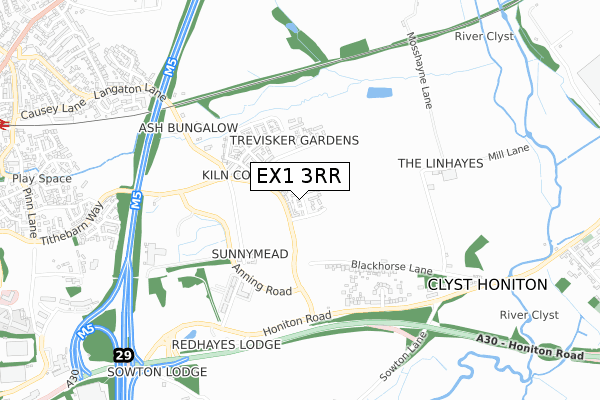 EX1 3RR map - small scale - OS Open Zoomstack (Ordnance Survey)