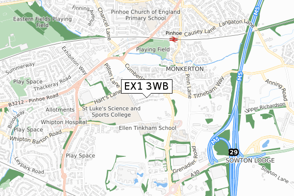 EX1 3WB map - small scale - OS Open Zoomstack (Ordnance Survey)