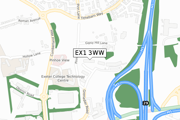 EX1 3WW map - large scale - OS Open Zoomstack (Ordnance Survey)