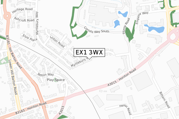 EX1 3WX map - large scale - OS Open Zoomstack (Ordnance Survey)