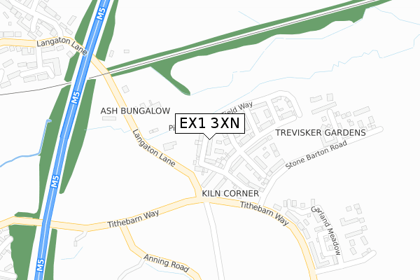 EX1 3XN map - large scale - OS Open Zoomstack (Ordnance Survey)