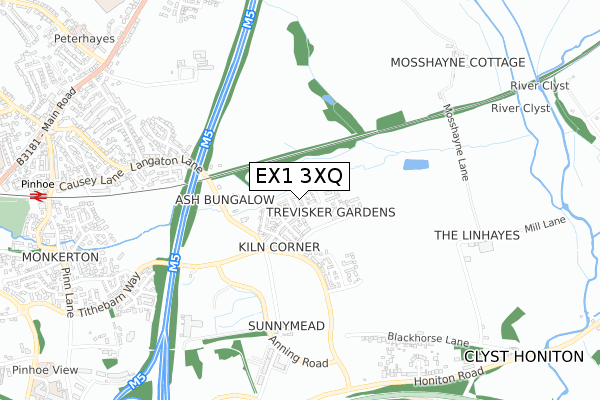 EX1 3XQ map - small scale - OS Open Zoomstack (Ordnance Survey)