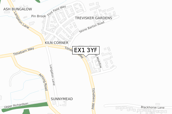 EX1 3YF map - large scale - OS Open Zoomstack (Ordnance Survey)