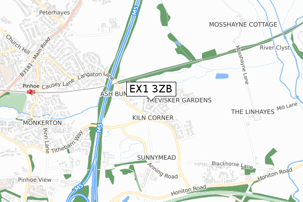 EX1 3ZB map - small scale - OS Open Zoomstack (Ordnance Survey)