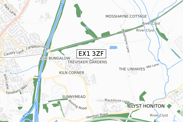 EX1 3ZF map - small scale - OS Open Zoomstack (Ordnance Survey)