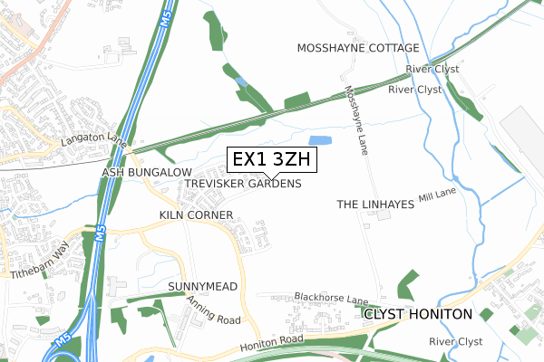 EX1 3ZH map - small scale - OS Open Zoomstack (Ordnance Survey)