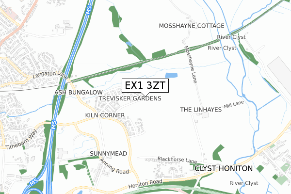 EX1 3ZT map - small scale - OS Open Zoomstack (Ordnance Survey)