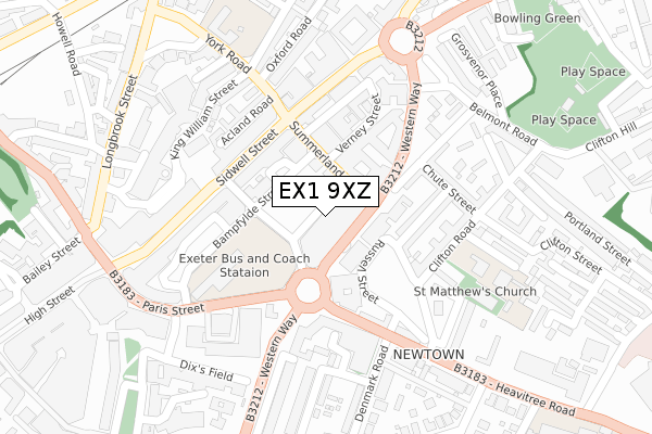 EX1 9XZ map - large scale - OS Open Zoomstack (Ordnance Survey)