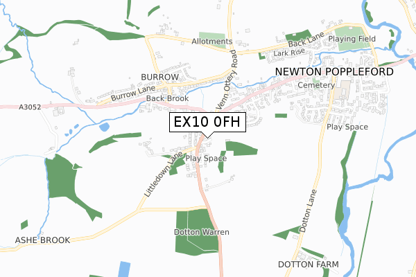 EX10 0FH map - small scale - OS Open Zoomstack (Ordnance Survey)