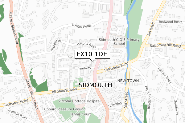 EX10 1DH map - large scale - OS Open Zoomstack (Ordnance Survey)