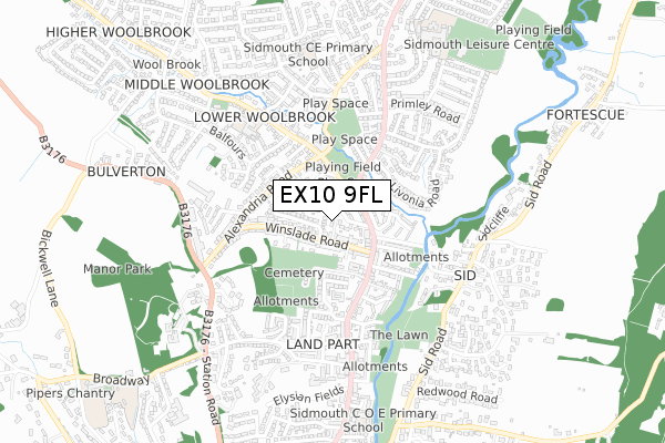 EX10 9FL map - small scale - OS Open Zoomstack (Ordnance Survey)