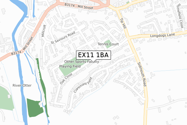 EX11 1BA map - large scale - OS Open Zoomstack (Ordnance Survey)