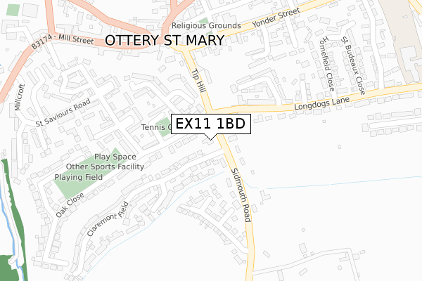 EX11 1BD map - large scale - OS Open Zoomstack (Ordnance Survey)