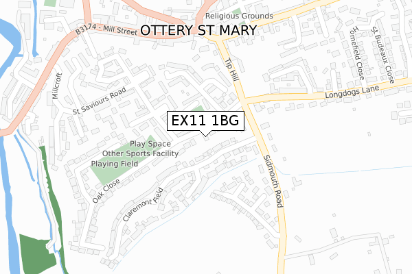 EX11 1BG map - large scale - OS Open Zoomstack (Ordnance Survey)