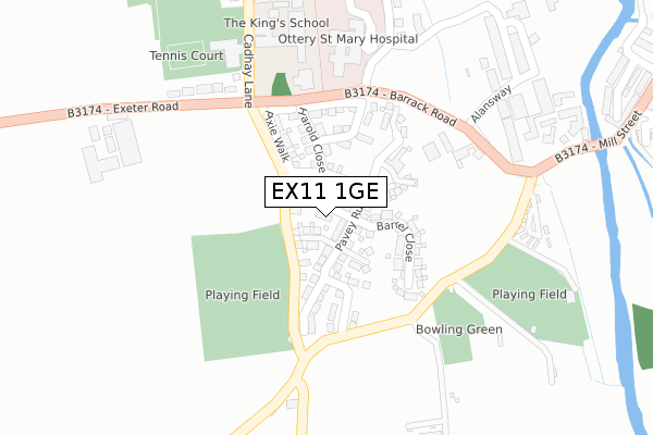 EX11 1GE map - large scale - OS Open Zoomstack (Ordnance Survey)