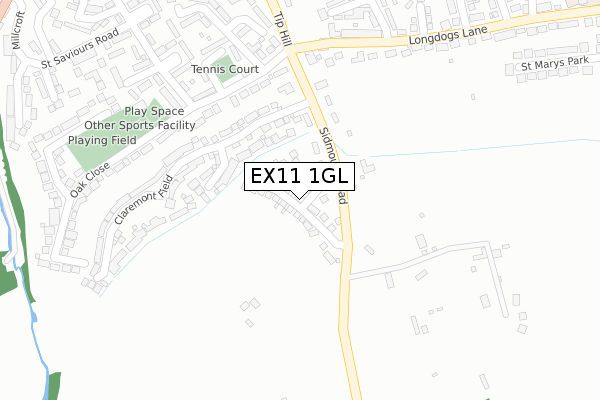 EX11 1GL map - large scale - OS Open Zoomstack (Ordnance Survey)