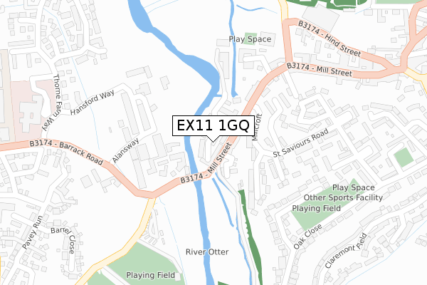 EX11 1GQ map - large scale - OS Open Zoomstack (Ordnance Survey)