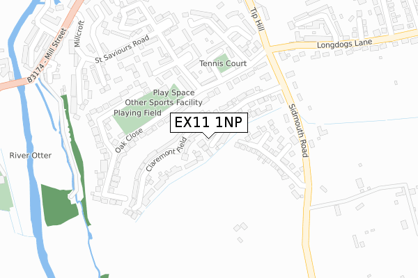 EX11 1NP map - large scale - OS Open Zoomstack (Ordnance Survey)