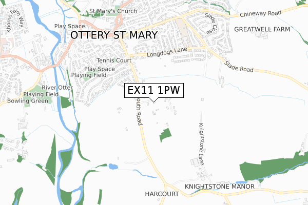 EX11 1PW map - small scale - OS Open Zoomstack (Ordnance Survey)