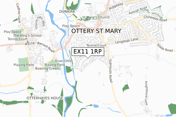 EX11 1RP map - small scale - OS Open Zoomstack (Ordnance Survey)