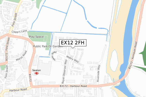 EX12 2FH map - large scale - OS Open Zoomstack (Ordnance Survey)