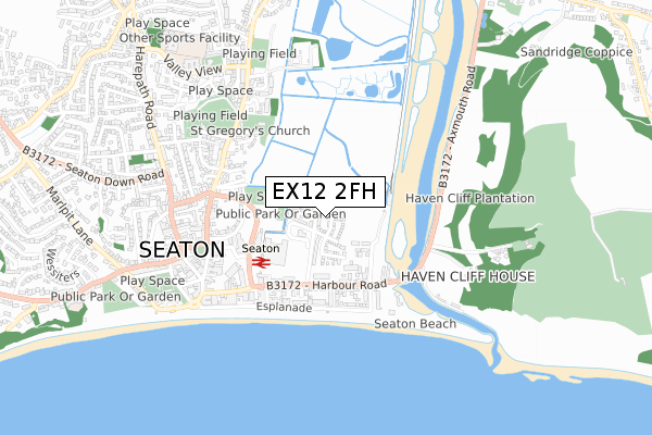 EX12 2FH map - small scale - OS Open Zoomstack (Ordnance Survey)