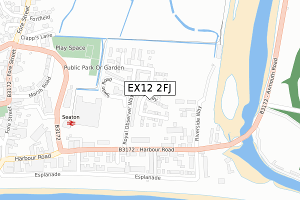 EX12 2FJ map - large scale - OS Open Zoomstack (Ordnance Survey)