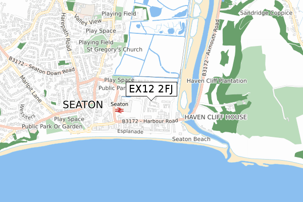 EX12 2FJ map - small scale - OS Open Zoomstack (Ordnance Survey)