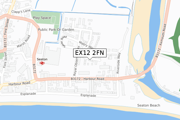 EX12 2FN map - large scale - OS Open Zoomstack (Ordnance Survey)