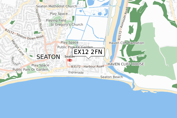 EX12 2FN map - small scale - OS Open Zoomstack (Ordnance Survey)