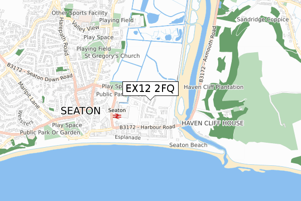 EX12 2FQ map - small scale - OS Open Zoomstack (Ordnance Survey)