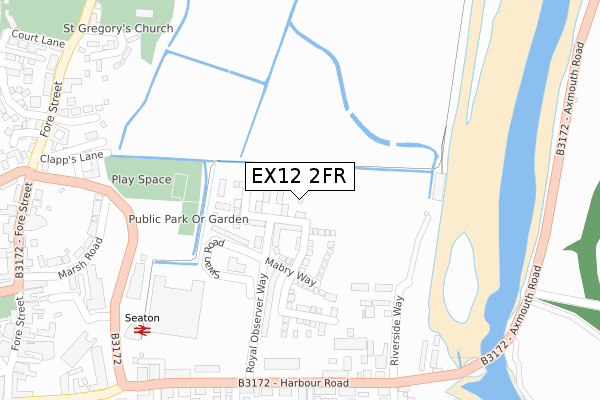 EX12 2FR map - large scale - OS Open Zoomstack (Ordnance Survey)