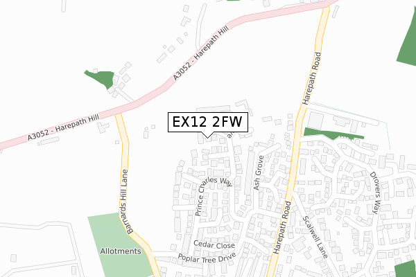 EX12 2FW map - large scale - OS Open Zoomstack (Ordnance Survey)