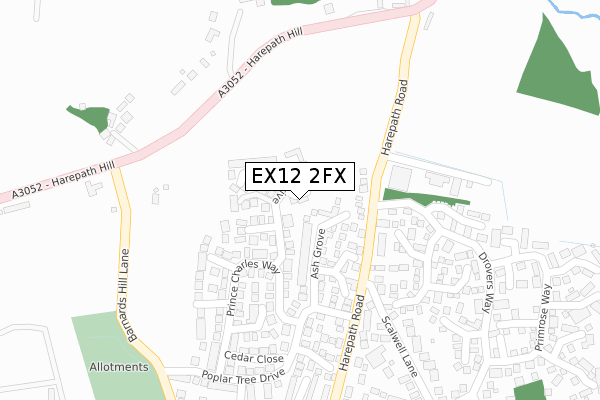 EX12 2FX map - large scale - OS Open Zoomstack (Ordnance Survey)